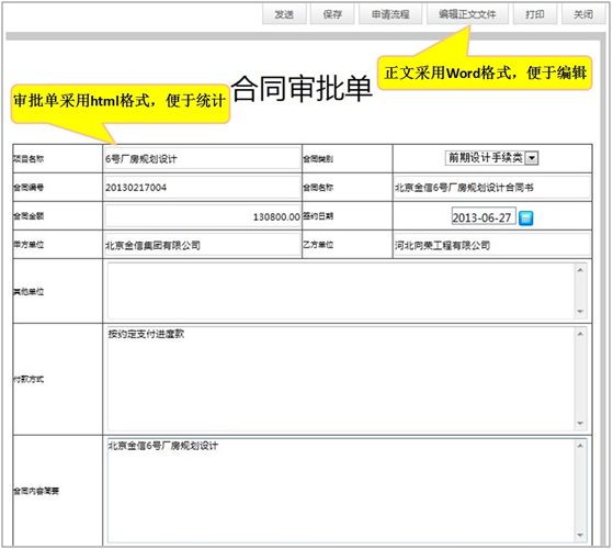 oa簽批單可有效實現HTML表單和Office文檔的結合